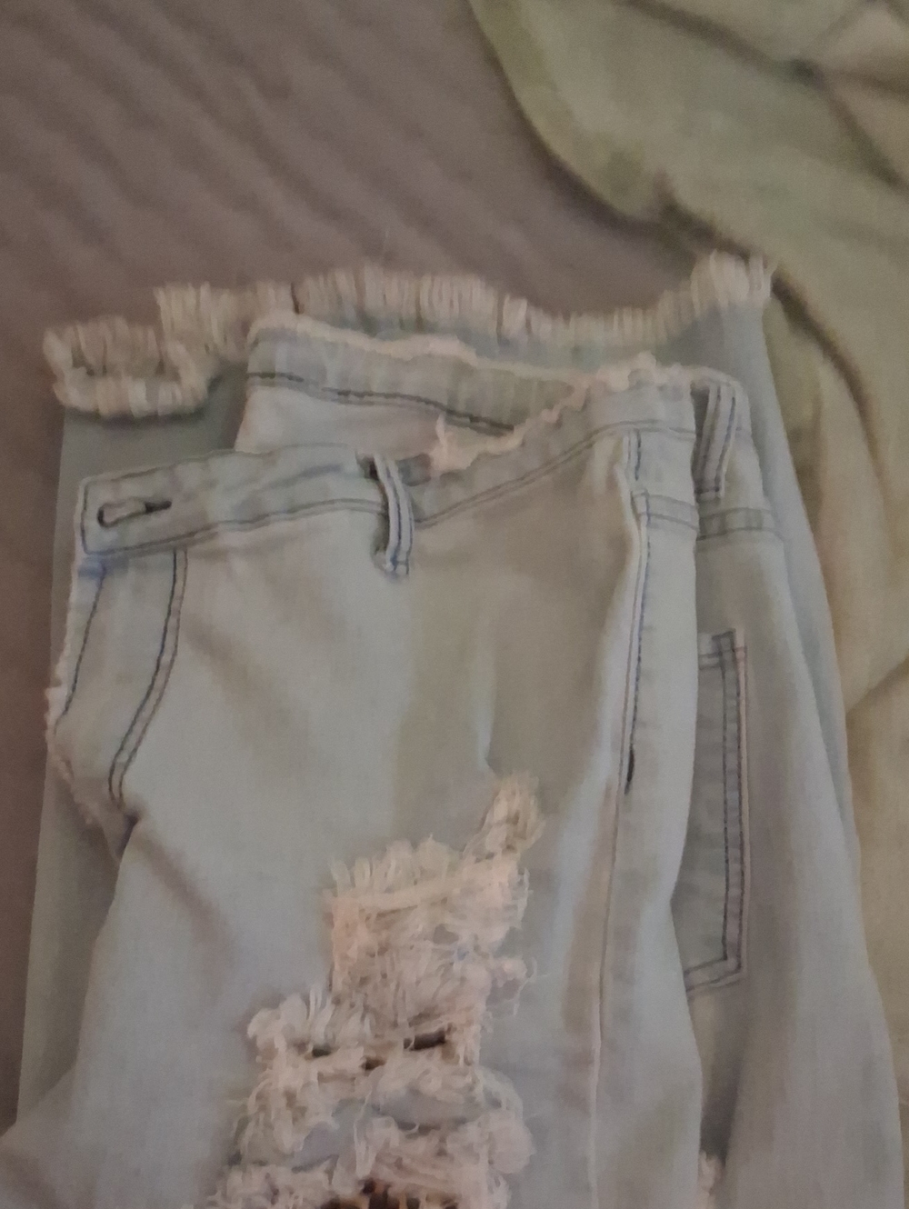 Distressed Light Blue Womens Jeans - Ripped Side Detail - Picture 3 of 4